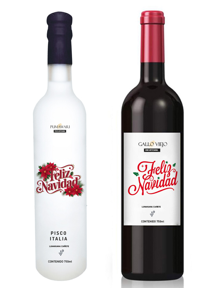 vinos y piscos personalizados navidad